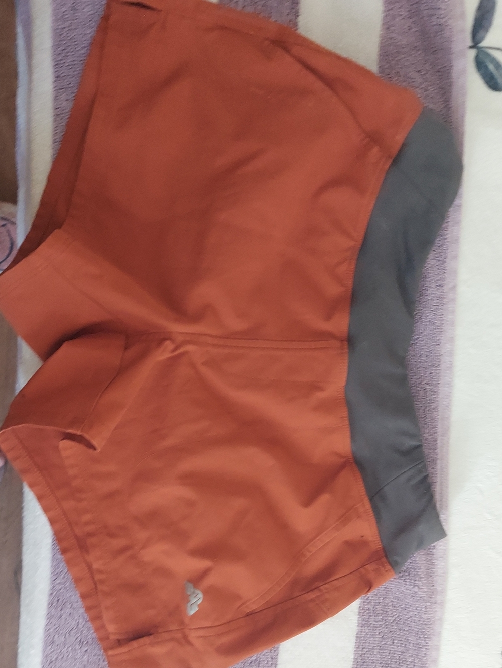 Women's Orange Athletic Shorts with Gray Waistband